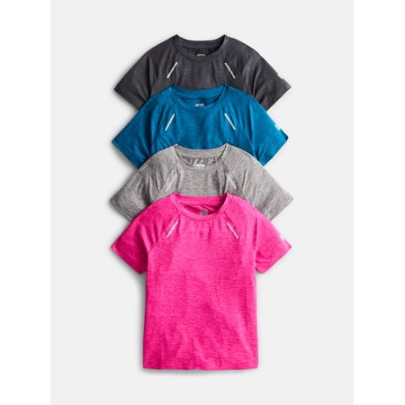 Russell Athletic Boys Runner Tech Tees with Short Sleeves, 4-Pack, Sizes 4-18 & Husky