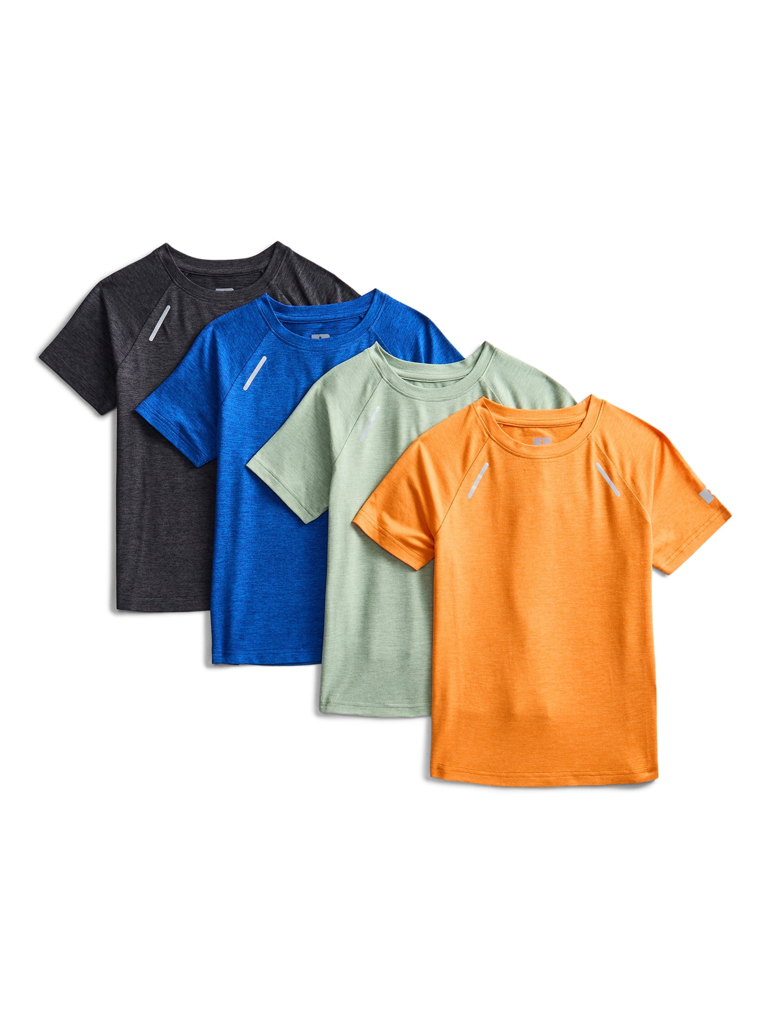 Russell Athletic Boys Runner Tech Short Sleeve T-Shirt, 4-Pack, Sizes 4-18 & Husky