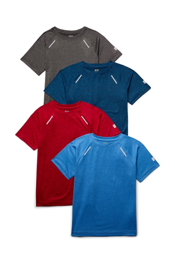 Boys Runner Tech Short Sleeve T-Shirt, 4-Pack, Sizes 4-18 & Husky
