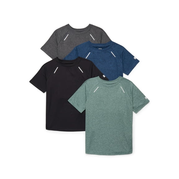 Russell Athletic Boys Runner Tech Short Sleeve T-Shirt, 4-Pack, Sizes 4-18 & Husky