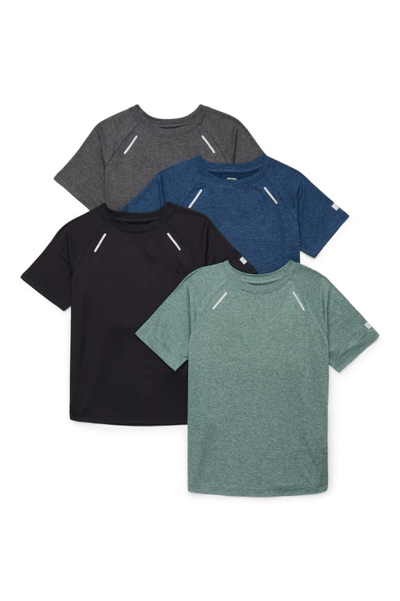 Boys Runner Tech Short Sleeve T-Shirt, 4-Pack, Sizes 4-18 & Husky
