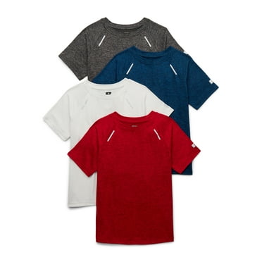 Russell Athletic Boys Runner Tech Tee with Short Sleeves, 4-Pack, Sizes 4-18