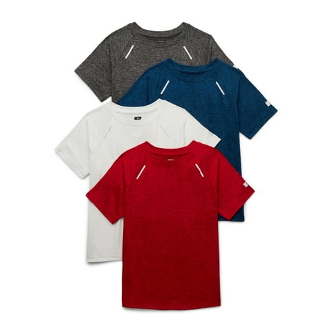Boys Runner Tech Short Sleeve T-Shirt, 4-Pack, Sizes 4-18 & Husky