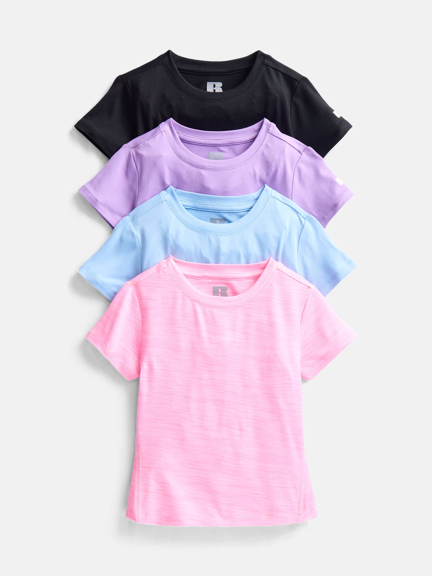 Russell Athletic Girls Performance Short Sleeve T-Shirts, 4-Pack, Sizes 4-18