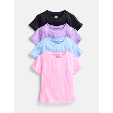 Russell Athletic Girls Performance Short Sleeve T-Shirts, 4-Pack, Sizes 4-18