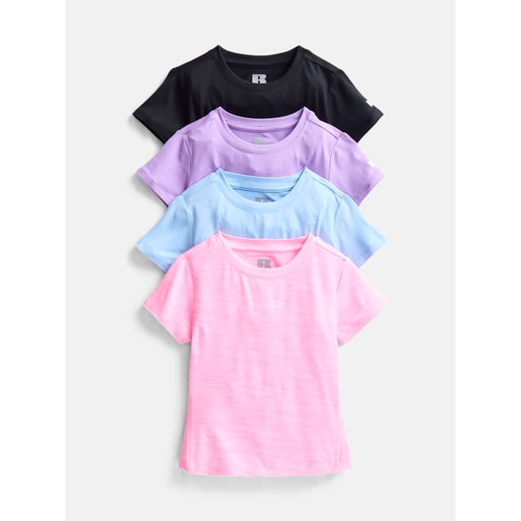 Russell Athletic Girls Performance Short Sleeve T-Shirts, 4-Pack, Sizes 4-18