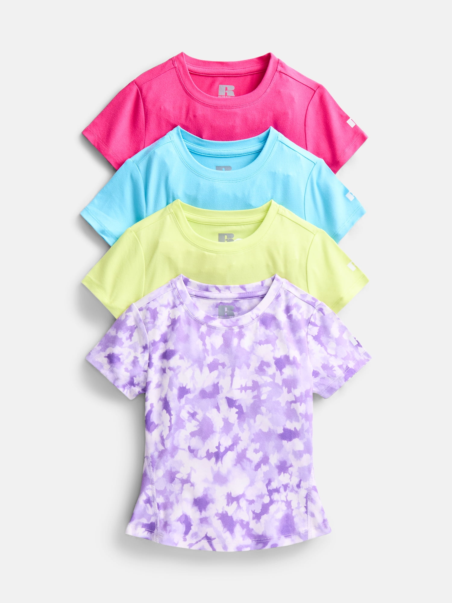 Russell Athletic Girls Performance Short Sleeve T-Shirts, 4-Pack, Sizes 4-18