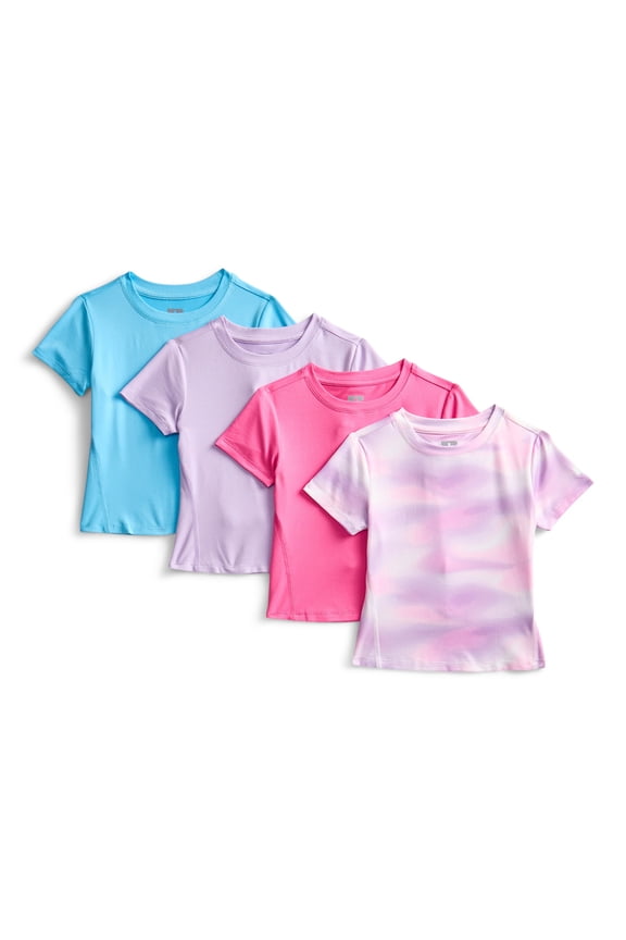 Girls Performance Short Sleeve T-Shirts, 4-Pack, Sizes 4-18