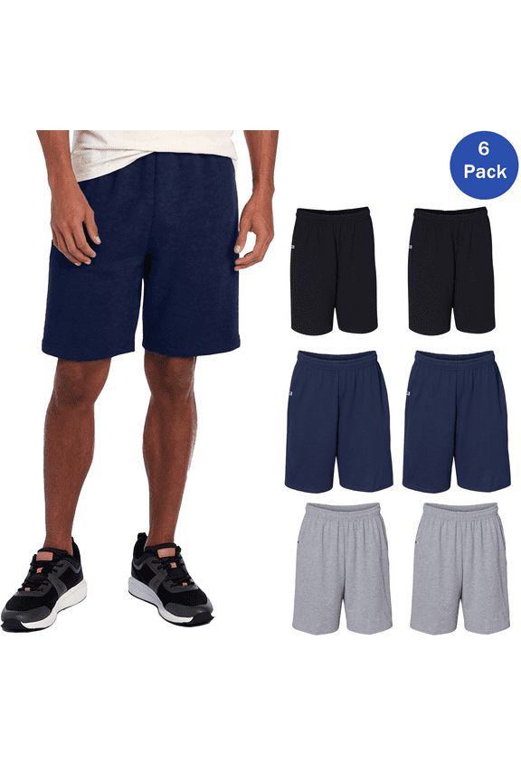 Jersey Shorts with Pockets for Men 100% Cotton Classic Gym Multicolor Workout Shorts, 6 Pack, S