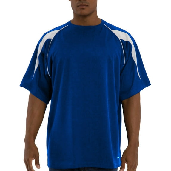 Russell Athletic Men's Big and Tall Dri-Power Pieced Crew with Piping, Royal/White, 4X