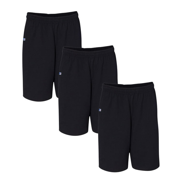 Russell Athletic Men's Cotton Jersey Shorts with Pockets, Black,