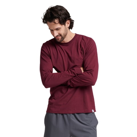 Men's Dri-Power Cotton Performance Long Sleeve T-Shirt with Moisture Wicking, Sizes S-4XL