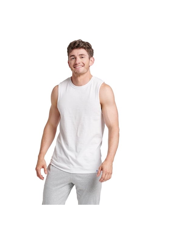 Men's Dri-Power Cotton Performance Muscle Shirt with Moisture Wicking, Sizes S-4XL