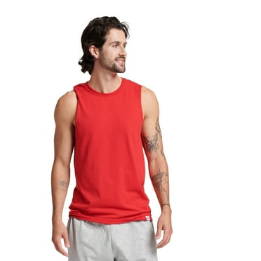 Russell Athletic Men's and Big Men's Dri-Power Cotton Performance Muscle Shirt with Moisture Wicking and Odor Protection, Sizes S-4XL
