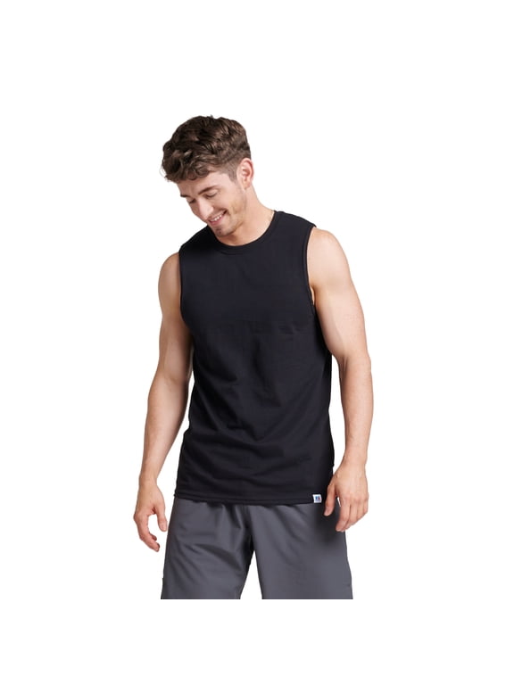 Men's Dri-Power Cotton Performance Muscle Shirt with Moisture Wicking, Sizes S-4XL