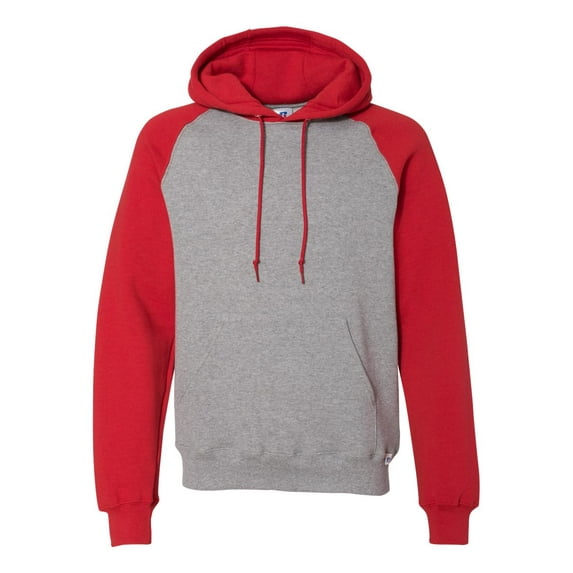 Russell Athletic Men's Dri Power Colorblock Raglan Hooded Pullover Sweatshirt, Style 693HBM