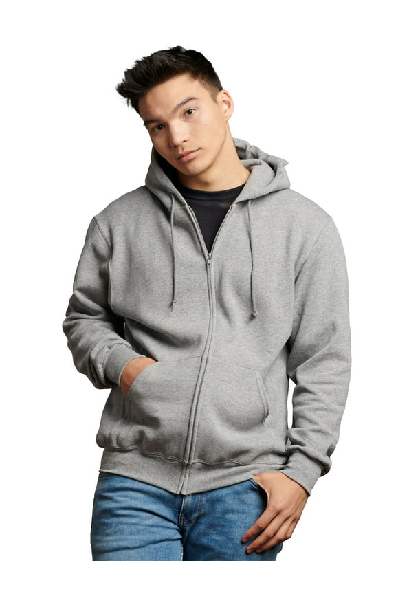 Men's Dri-Power Fleece Full Zip Hooded Sweatshirts - Moisture Wicking, Mid-Weight Cotton Blend, Sizes S-4XL