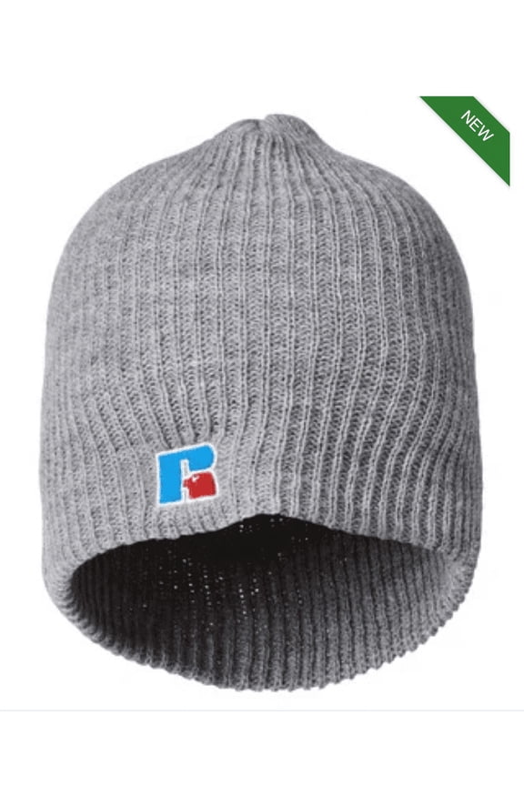 Men's Fold Beanie Hat with Logo, Grey Heather, One Size