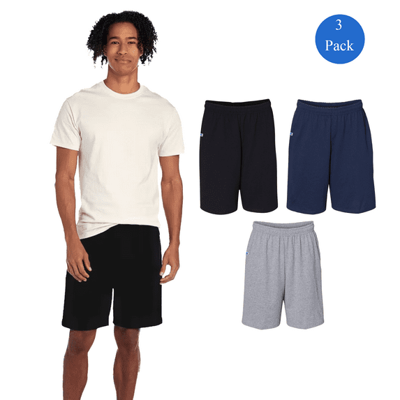 Russell Athletic Men's Jersey Shorts with Pockets, Classic Cotton Gym Workout, Mix 3 Pack, Size-2XL