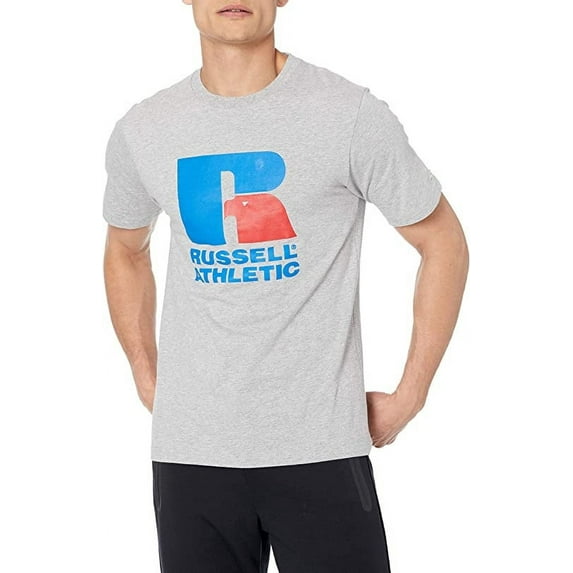 Russell Athletic Men’s LOGO Short Sleeve T-Shirt, Gray Large