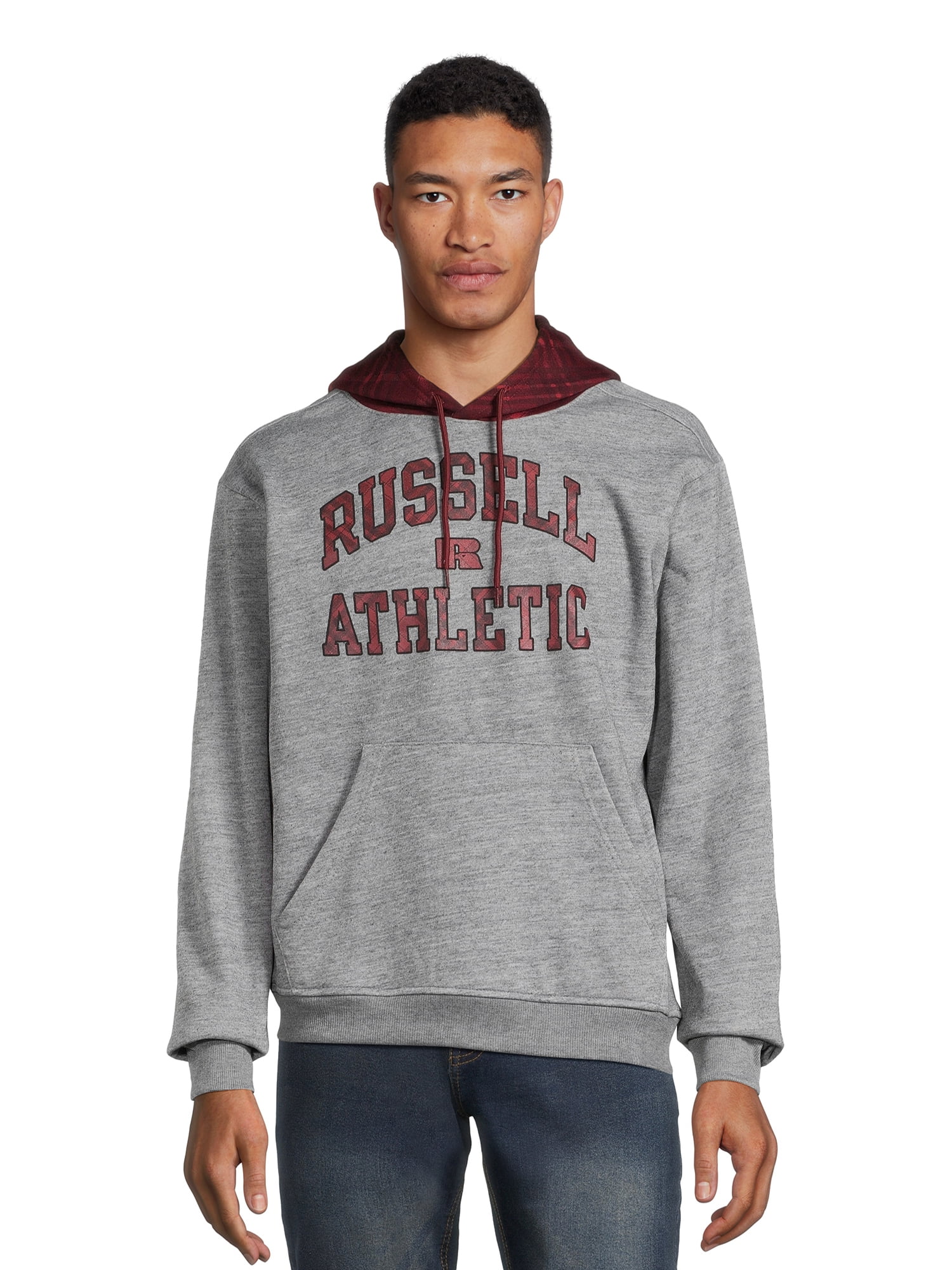 Russell Athletic Men's Logo Plaid Fleece Hoodie, Sizes S-XL