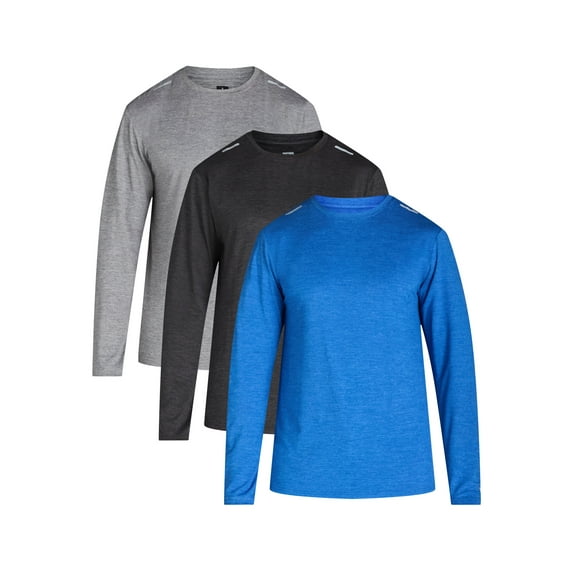 Russell Athletic Men’s Runner Tech Crewneck Tee with Long Sleeves, 3-Pack, Sizes S-2XL