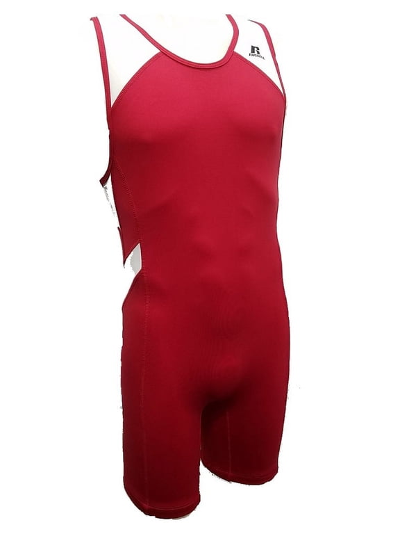 Men's Wrestling Singlet, Medium Red/White, Athletic Uniform Sets 1-Pack (Men's)