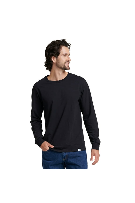 Men's Dri-Power Cotton Performance Long Sleeve T-Shirt with Moisture Wicking, Sizes S-4XL