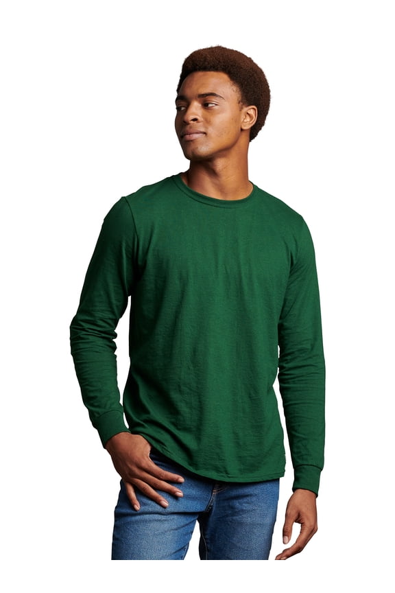 Men's Dri-Power Cotton Performance Long Sleeve T-Shirt with Moisture Wicking, Sizes S-4XL