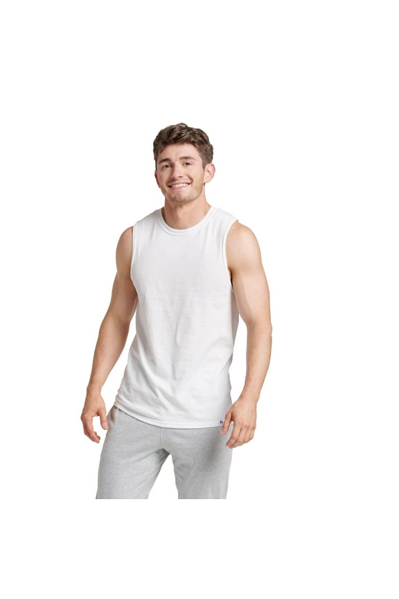Men's Dri-Power Cotton Performance Muscle Shirt with Moisture Wicking, Sizes S-4XL