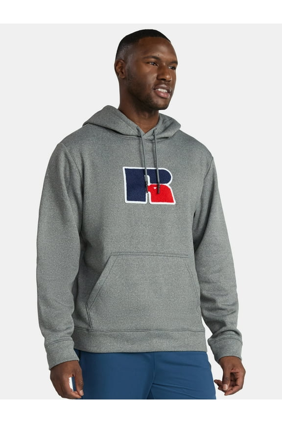 Men's Pullover Hoodie with Flocked Logo Patch, Sizes S-2XL