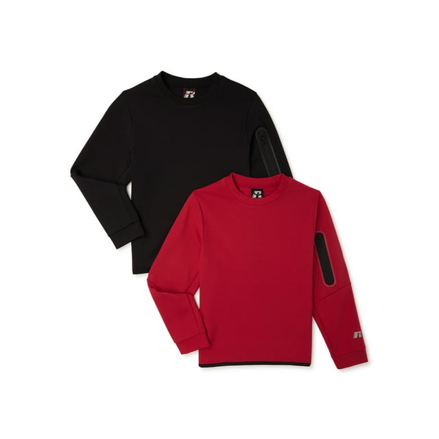Russell Boys Long Sleeve Ponte 2-Pack Performance T-Shirt, Sizes 4-18