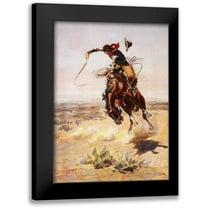 Russell, Charles M. 11x14 Black Modern Framed Museum Art Print Titled - A Bad Hoss, 1904
