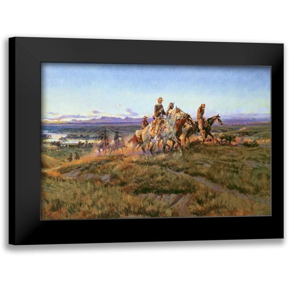 Russell, Charles M. 14x11 Black Modern Framed Museum Art Print Titled - Men of the Open Range
