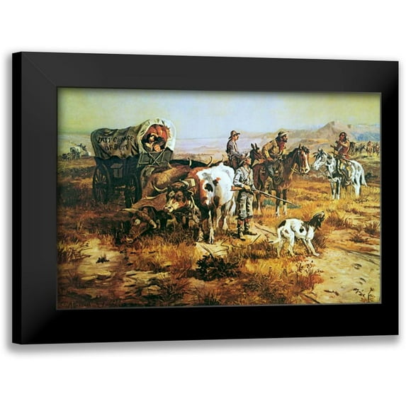 Russell, Charles M. 18x13 Black Modern Framed Museum Art Print Titled - A Doubtful Visitor