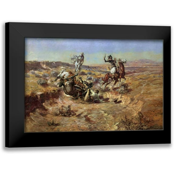 Russell, Charles M. 18x13 Black Modern Framed Museum Art Print Titled - The Broken Rope