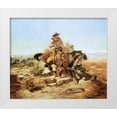 thumbnail image 1 of Russell, Charles M. 30x26 White Modern Wood Framed Museum Art Print Titled - Riding Line, 1 of 4