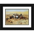 thumbnail image 1 of Russell, Charles Marion 32x23 Black Ornate Wood Framed with Double Matting Museum Art Print Titled - A Desperate Stand, 1 of 4