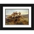 thumbnail image 1 of Russell, Charles M. 32x23 Black Ornate Wood Framed with Double Matting Museum Art Print Titled - Signal Smoke, 1 of 4