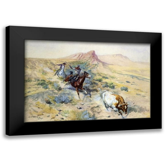 Russell, Charles Marion 14x11 Black Modern Framed Museum Art Print Titled - The Herd Quitter