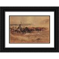 thumbnail image 1 of Russell, Charles Marion 14x11 Black Ornate Wood Framed with Double Matting Museum Art Print Titled - Pablo Allard Buffalo Drive, 1 of 4