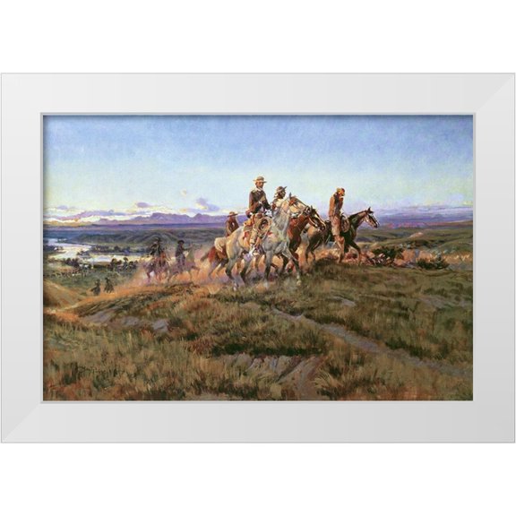 Russell, Charles Marion 14x11 White Modern Wood Framed Museum Art Print Titled - Men of the Open Range
