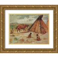 thumbnail image 1 of Russell, Charles Marion 14x12 Gold Ornate Wood Framed with Double Matting Museum Art Print Titled - Joy of Life, 1 of 4