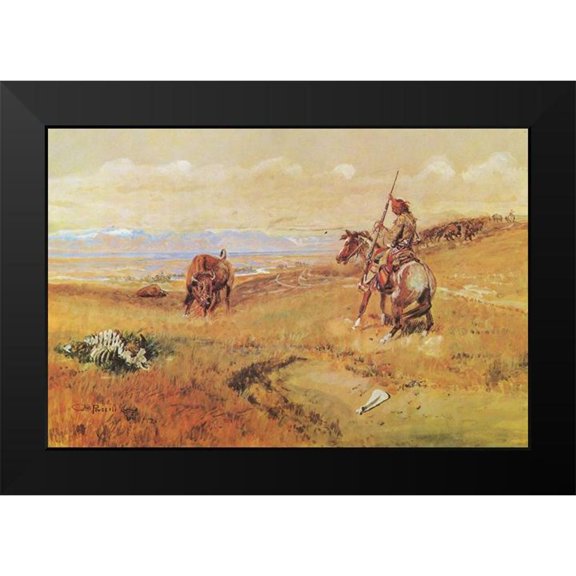Russell, Charles Marion 18x13 Black Modern Framed Museum Art Print Titled - Flintlock Days When Guns Were Slow