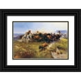 thumbnail image 1 of Russell, Charles Marion 18x13 Black Ornate Wood Framed with Double Matting Museum Art Print Titled - The Buffalo Hunt No. 39, 1 of 4