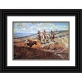 thumbnail image 1 of Russell, Charles Marion 18x13 Black Ornate Wood Framed with Double Matting Museum Art Print Titled - White Mans Buffalo, 1 of 4