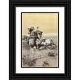thumbnail image 1 of Russell, Charles Marion 23x32 Black Ornate Wood Framed with Double Matting Museum Art Print Titled - A Moment of Great Peril in a Cowboys Career, 1 of 4