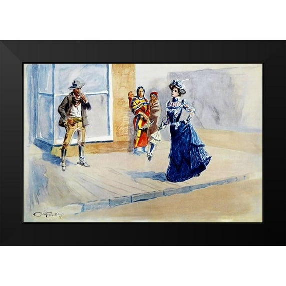 Russell, Charles Marion 24x17 Black Modern Framed Museum Art Print Titled - When East Meets West