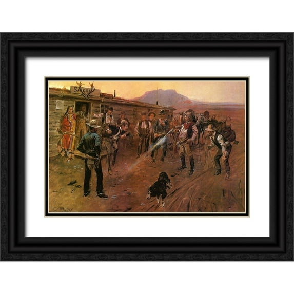 Russell, Charles Marion 32x23 Black Ornate Wood Framed with Double Matting Museum Art Print Titled - The Tenderfoot