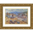 thumbnail image 1 of Russell, Charles Marion 32x23 Gold Ornate Wood Framed with Double Matting Museum Art Print Titled - Buffalo Bills Duel with Yellowhand, 1 of 4